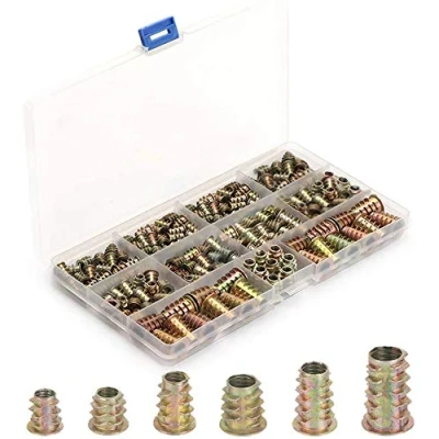 Image of Threaded Insert Nuts, 50pcs Zinc Alloy Furniture Hex Socket Assorted Rivet Nuts Set M4/M5/M6/M8/M10 Assortment Tool Kit for Wood