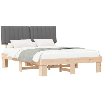Image of vidaXL Bed Frame with Upholstered Headboard Light Grey 160 x 200 cm