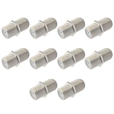 Image of Boobrie TV Aerial Extension Adapter F Type Female to Connector RG6 Satellite Cable Coupler Joiner Gender Changer Plug Antenna Pack of 10