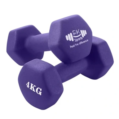 Image of FK Sports Dumbbells Set (4Kg Dumbbell Pair), Weight of 1Kg, 2kg, 3kg, 4kg, 5kg, 6kg, 8Kg, 10Kg In Pair Neoprene for Women &amp; Men Gym Equipment Anti Slip Weights