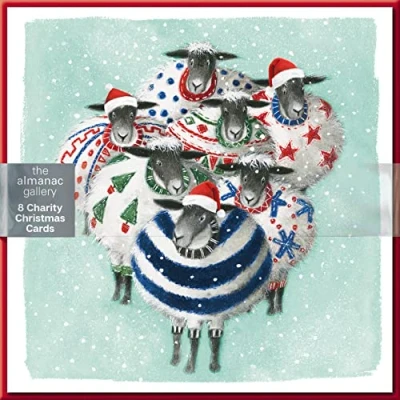 Image of Almanac Pack of 8 Baa Humbug Woolly Sheep Charity Christmas Cards Multiple Charities ALCX9973