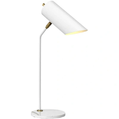 Image of Quinto 1 Light Table Lamp White Aged Brass, E27