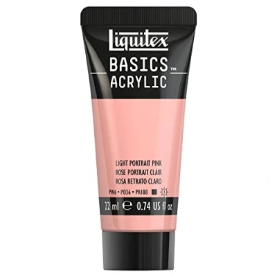 Image of Liquitex 8870467​ Basics Acrylic Paint Portrait Pink Light, 22 ml Tube, Non fading, Waterproof, for Painting and Decorating Wood, Metal, Ceramic, Plastic, Canvas