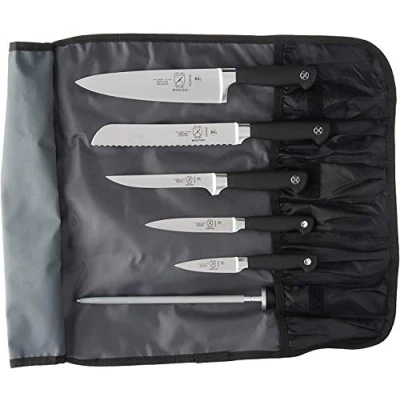 Image of Mercer Culinary M21800 Genesis 7 Piece Forged Knife Roll Set, Stainless Steel, 40x15x7 cm