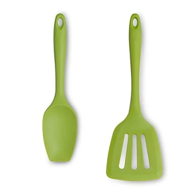 Image of Zeal JSET12L Non Stick Silicone Large Spatula Spoon &amp; Turner 2 Piece Set Lime