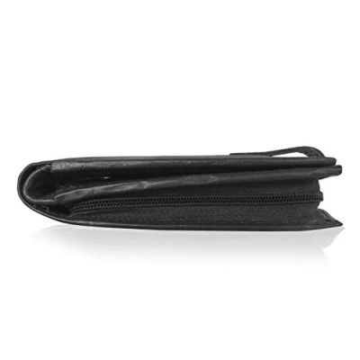 Image of Roamlite Real Leather Mens Mans Wallet Zipped Zip Up Bank Note Section Rear Around Separate Coins Pocket Pouch 11cm x9cm x2cm RL180KA (Black NOT R*F*I*D Blocking Gift Boxed)