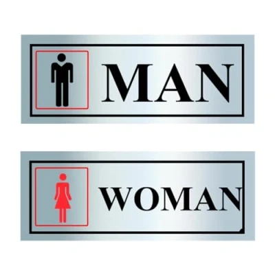 Image of Glamified Aluminium Woman, Man Symbol Toilet Sign Twin Pack 200 x 50mm