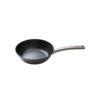 Image of SKOTTSBERG Professional iron wok pan, diameter 24 cm, steel press plate, forged, stainless handle with branded print, for optimal crispy frying and even cooking, stackable