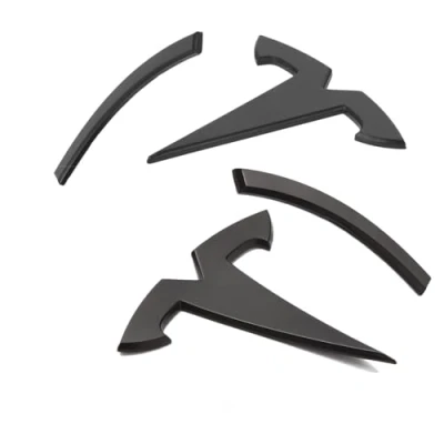 Image of Nanaholy Model Y Accessories for Tesla Emblem Sticker 2PCS/Set Front Trunk/Rear Trunk Logo Decal Cover (Black)