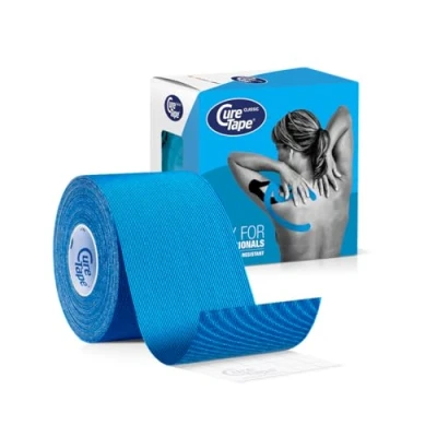 Image of CureTape Classic Blue Waterproof Kinesiology Tape Medical Injury The Best Adhesion Increase Mobility &amp; Performance Reduce Joint Pain Sports 5cm