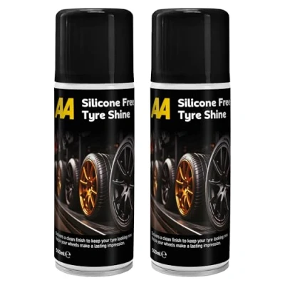 Image of AA Tyre Shine Silicone Free, 3 x 500 ml, Clean Finish, Aerosol Spray