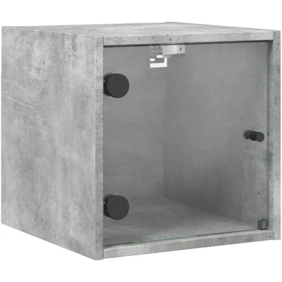 Image of vidaXL Bedside Cabinet with Glass Door Concrete Grey 35x37x35 cm