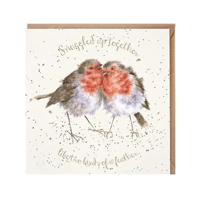 Image of Wrendale Designs by Hannah Dale Birds Of A Feather Gold Foiled Christmas Card Single