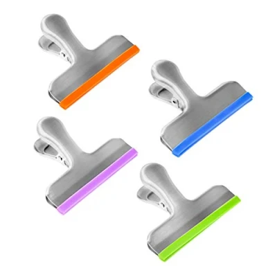 Image of Coideal Food Storage Bag Clips, 8 Pcs Large Freezer Clips 3 Inch Big Metal Chip Coffee with Rubber for Kitchen