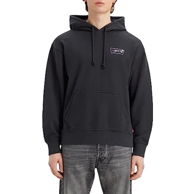Image of Levi&#039;s Men&#039;s Relaxed Graphic Sweatshirt Hoodie, Poster Logo Fill Po Caviar, XS