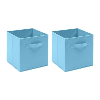 Image of BonChoice Foldable Storage Cubes Boxes Pack of 2 with Handle for Home Organization, Fabric Wardrobe Box Organizer Basket Bins Clothes Beddings Toys Towels, Collapsible &amp; Durable (Blue, 2)