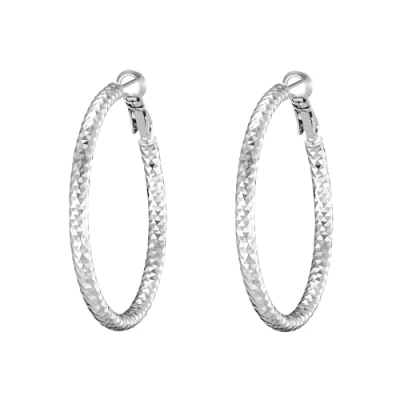 Image of Philip Jones Silver Plated 40mm Diamond Cut Hoop Earrings