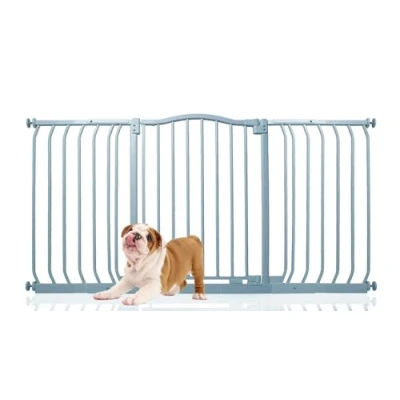 Image of Bettacare Curved Top Dog Gate, 143cm 152cm, Matt Grey, Pressure Fit Pet Gate for and Puppy, Barrier, Easy Installation