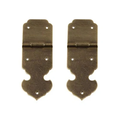 Image of Tiazza 2Pcs Antique Pure Brass Hinges Furniture Cabinet Drawer Door Jewelry Box Decorative Hinge Hardware (Antique Bronze)