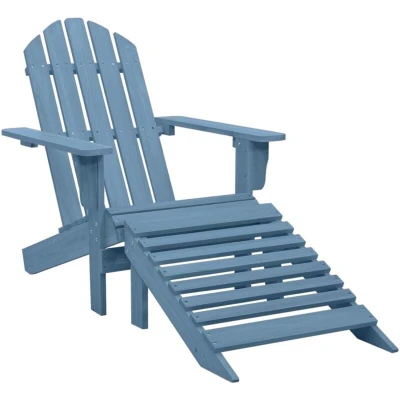 Image of vidaXL Garden Adirondack Chair with Ottoman Solid Fir Wood Blue