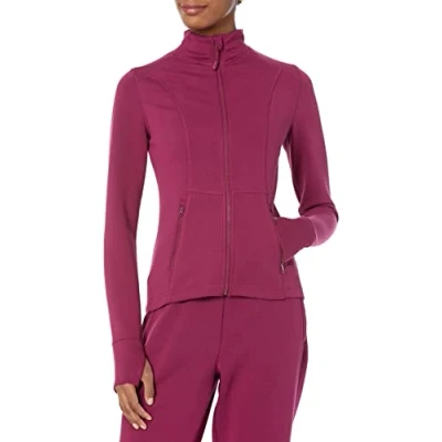 Image of Amazon Essentials Women&#039;s Active Sweat Zip Through Jacket, Plum, XXL