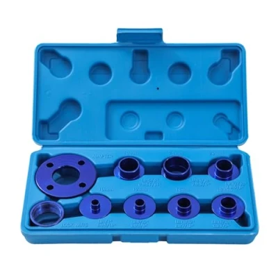 Image of KATSU 10Pcs Aluminum Alloy Router Guide Bush Bushing Set, Metric Size High Precision Template Lock Nut and Adapter Kit 105438
