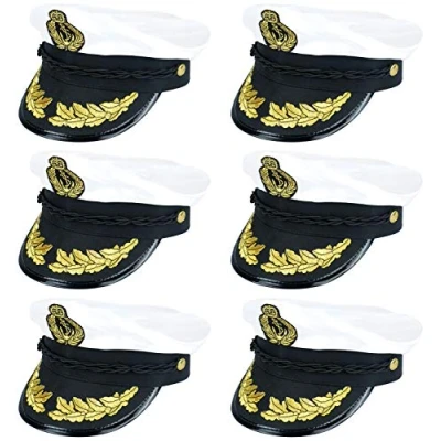 Image of labreeze Adults Quality Satin Captains Hat Naval Officer Fancy Dress Party Cap (6)