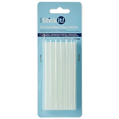 Image of Stick it Glue Gun Sticks, Cool Melt, Clear, Pack of 12, Sticks for Card Making &amp; Scrapbook Accessories, Combine with Crafting UK Plug, Perfect Hobbies School Supplies