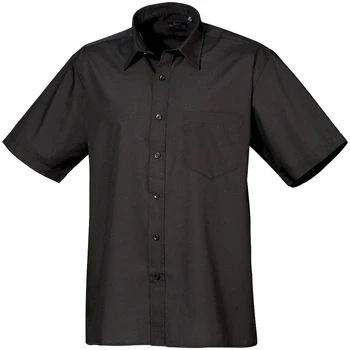 Image of Premier Mens Short Sleeve Formal Poplin Plain Work Shirt (18.5) (Black)
