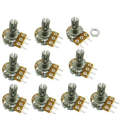 Image of Aihasd B100K 100K Ohm Adjustment Single Linear Rotary Taper Potentiometer Shaft 15 mm Pack of 10