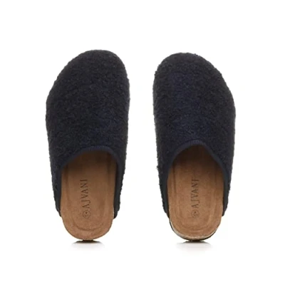 Image of AJVANI Womens Ladies Flat Comfort Footbed Slippers Grip Sole Indoor Mules Size 4 37 Navy
