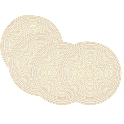 Image of SCF2017 Set of 4 Round Woven Cotton Yarn Placemats 30cm Table Mats(Beige)