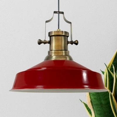 Image of bamyum Asletl Pendant Light Vintage Metal 40 cm, Lamp Shades Ceiling, Kitchen Lights Ceiling E27, Industrial Fitting for Living Room, Red