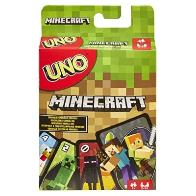 Image of Mattel Games UNO Minecraft, Collectible Card Deck with 112 Cards, Game for Family Night, Use as Travel Game, Engaging Gift Kids, 2 to 10 Players, Ages 7 and Up, FPD61