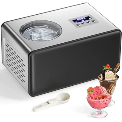 Image of 2L Ice Cream Maker with Compressor, No Pre freezing Machine, 3 in 1, Button Control Panel &amp; Timer, Homemade Cream/Gelato/Sorbet/Frozen Yoghurt