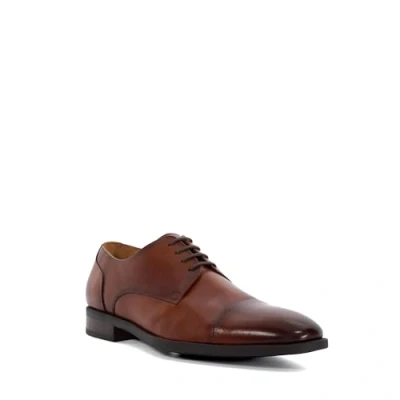 Image of Dune Mens Suffix Leather Toe Cap Lace Up Derby Size UK 10 Flat Heel Shoes Dark Tan