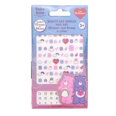 Image of Care Bears Nail Art Set with 72 Stickers and 24 Rhinestone for Girls, Perfect Design Decoration Kids Adults