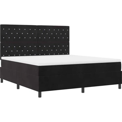 Image of vidaXL Box Spring Bed with Mattress &amp; LED Black 180x200 cm Velvet