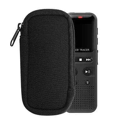 Image of kwmobile Neoprene Voice Recorder Case Compatible with Universal Inside Size 11.5 x 4.5 cm Black