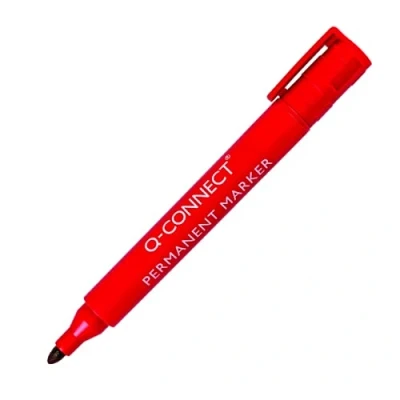 Image of Q Connect Permanent Marker PEN Bullet Tip Red (Pack of 10) KF26047 + FREE FINCHLEY REFILL