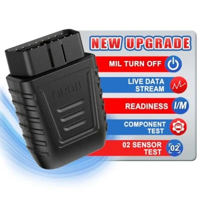Image of OBD2 Bluetooth 5.0 Diagnostic Device, Wireless Car Scanner with Full System Scanning, Motor Mild Smoke Test Performance Test, Fault Code Reader Suitable for iOS and Android (Black)