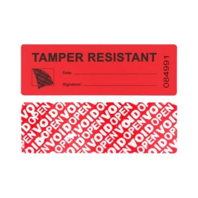 Image of 100pcs Transfer Tamper Evident Security Stickers Tape Warranty Void Resistant Labels Seals Safety Prevent Opened (3x9cm100pcs red