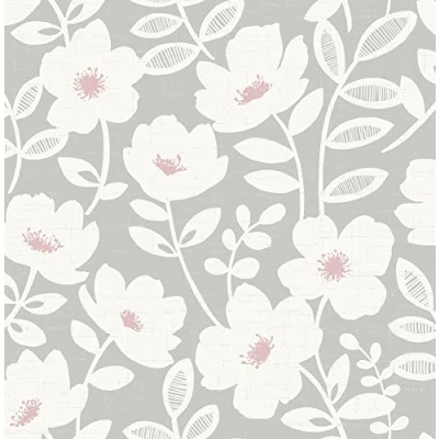 Image of Urban Walls UW24772 Scandi Flower Sidewall, Pink
