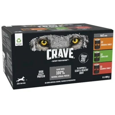 Image of Crave Dog Food Wet Can Mixed in Pate, 6 x 400 g