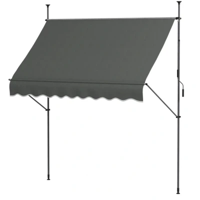 Image of Outsunny 2.5 x 1.2m Manual Retractable Awning Freestanding &amp; Non Screw Garden