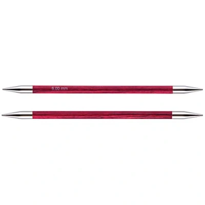 Image of KnitPro Royale: Knitting Pins: Sets of 6: Double Ended: 15cm x 6.00mm, Birchwood, brass, Multi Colour, 6mm