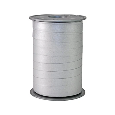 Image of C.E. Pattberg Gift Ribbon silver Matt, 200 m In Paperlook For Wrapping Gifts, 10 mm Width, Create Beautiful Floral And Baby Shower Decorations, Pastel Balloon Ribbons Every Occasion