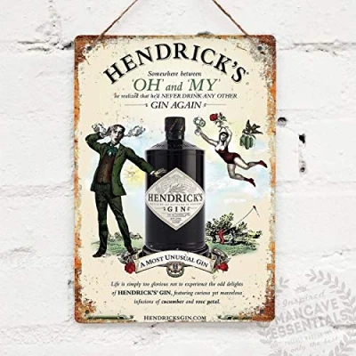 Image of BDTS Hendricks Gin Drink Vintage Tin Sign Metal Decor Wall 8X12 inches