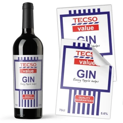 Image of 3 X Funny Gin Xmas Secret Santa Supermarket Budget Alcohol Bottle Gift Novelty Drinks Sticker Label (Value Gin)