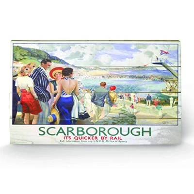Image of Pyramid International Scarborough 9 Wood Print, Multi Colour, 45 x 76 1.3 cm